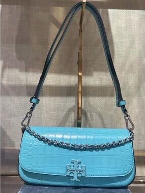Tory Burch Britten Croc Embossed Shoulder Bag